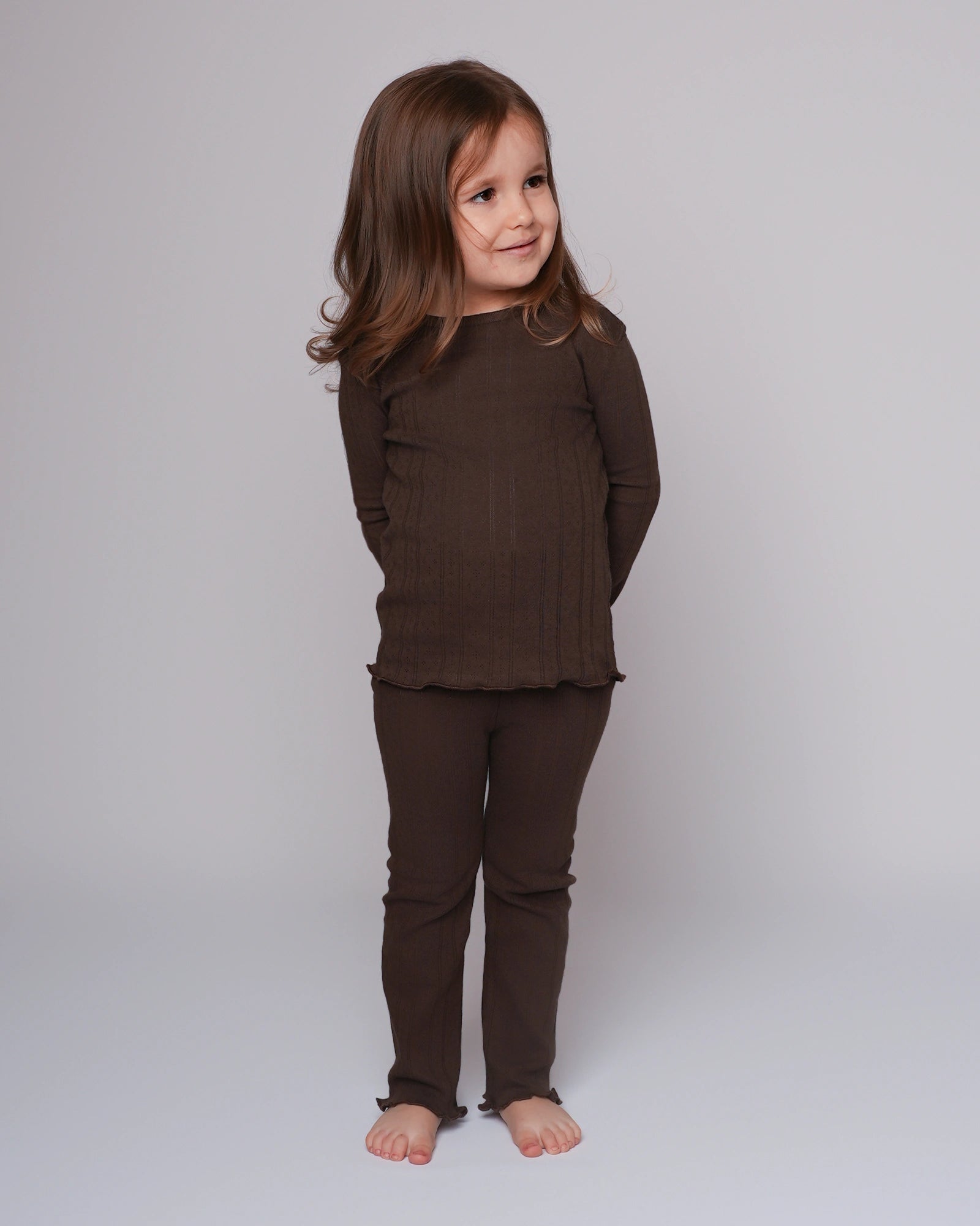 Lirio - Kids Pointelle Set Marron