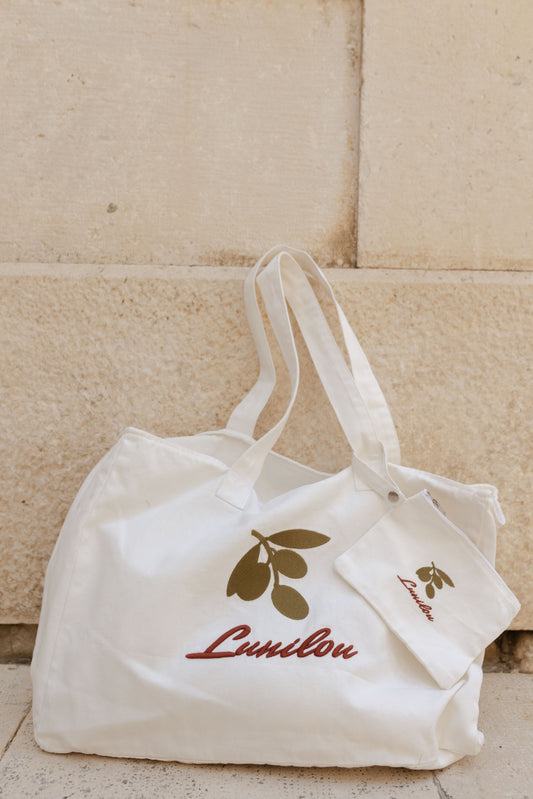 olive shopper bag off white