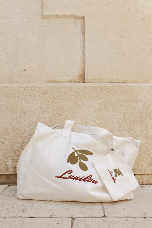 olive shopper bag off white