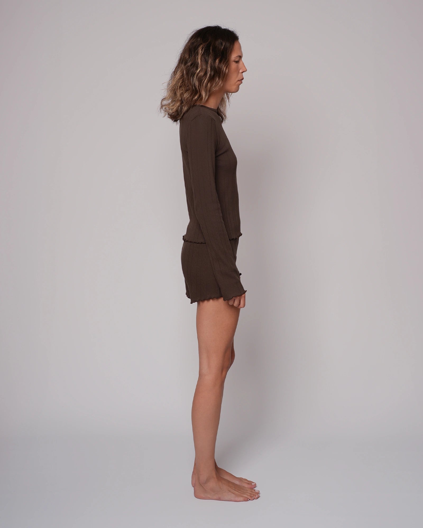 Paloma - Pointelle Set Short Marron