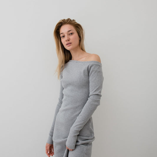 Talo long dress - melange gray