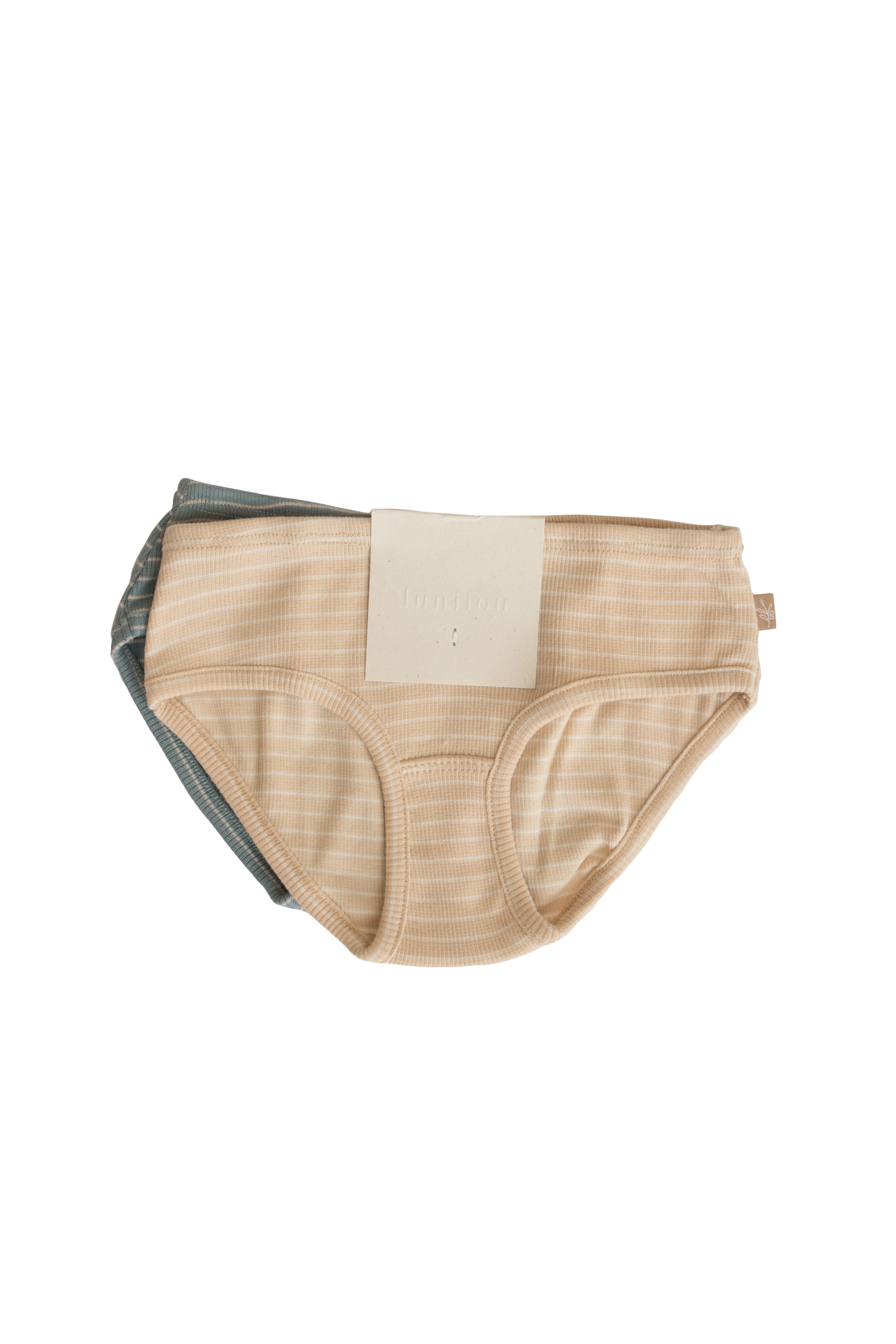 Girls panties stripes silver blue/sand duopack