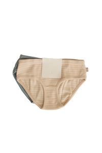 Girls panties stripes silver blue/sand duopack