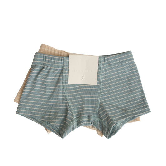 Boys boxershorts stripes silver blue/sand duopack