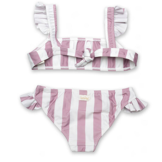 Bikini Volants Stripes Mauve