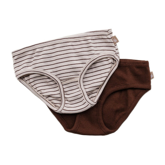 Girls panties chocolat/stripes chocolat duopack