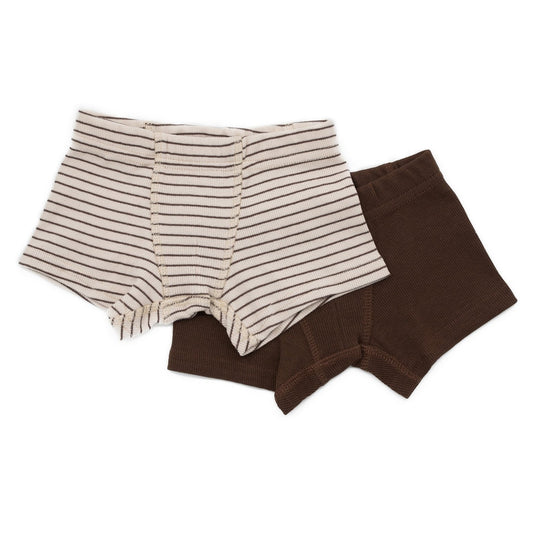 Boys boxershorts stripes chocolat/stripes chocolat duopack