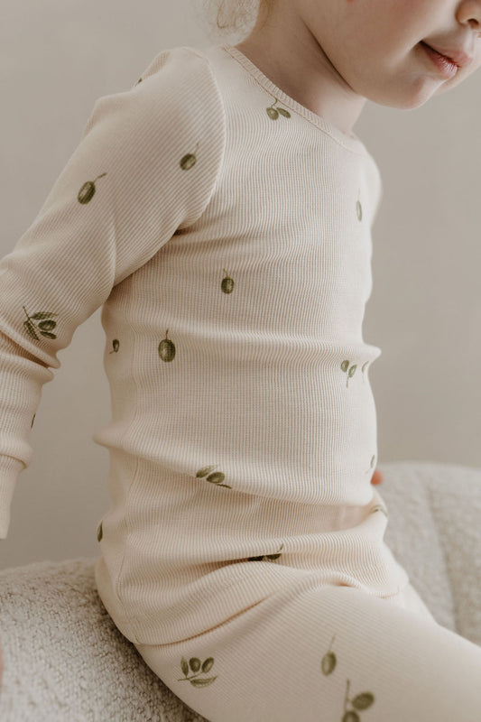Rib pyjama unisex olives