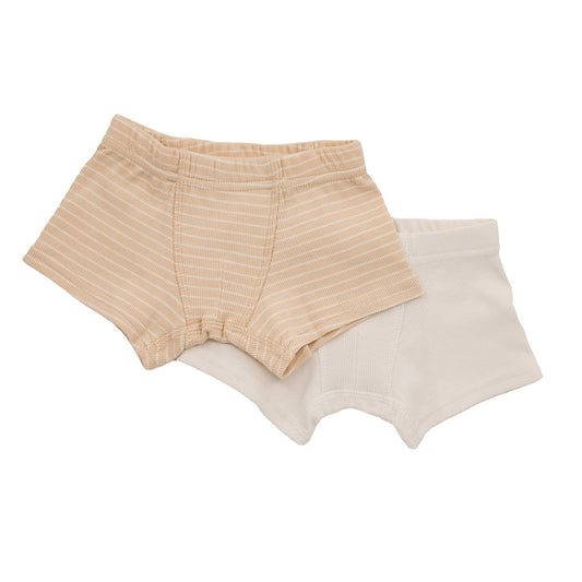 Boys boxershorts stripes sand/off white duopack