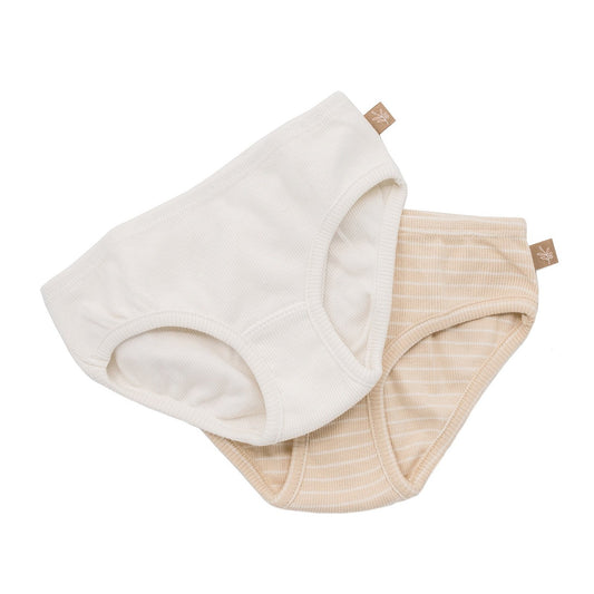 Girls panties stripes sand/off white duopack