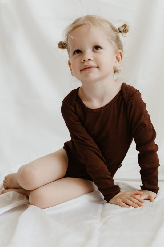 Rib body long sleeve chocolat