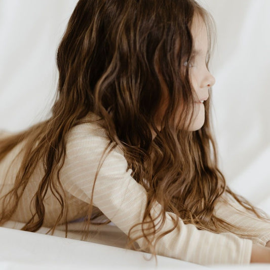 Rib body long sleeve sand/off white