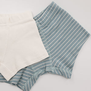 Boys boxershorts stripes silver blue/off white duopack