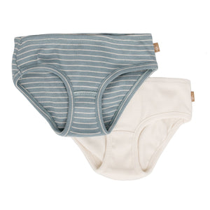 Girls panties stripes silver blue/off white duopack