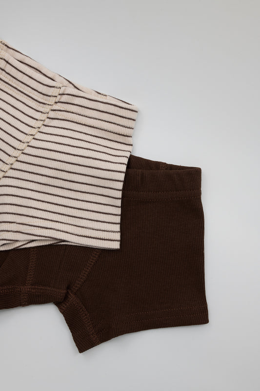 Boys boxershorts stripes chocolat/stripes chocolat duopack