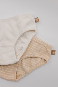 Girls panties stripes sand/off white duopack