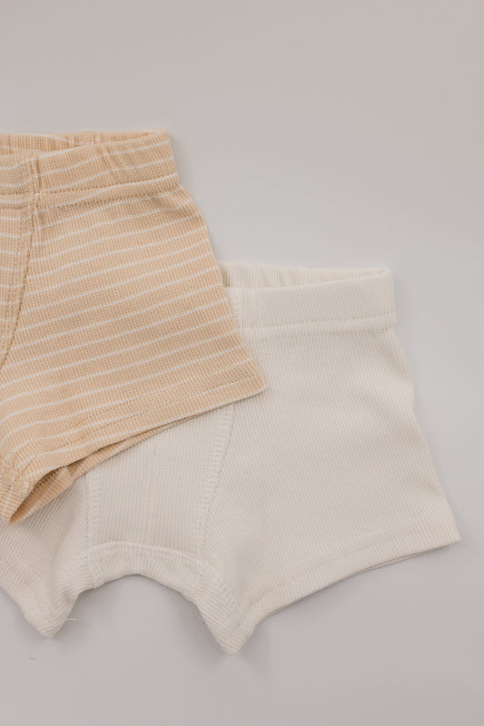 Boys boxershorts stripes sand/off white duopack