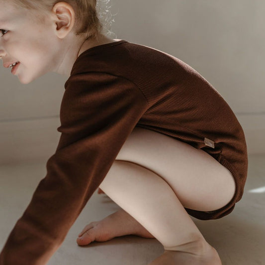 Rib body long sleeve chocolat
