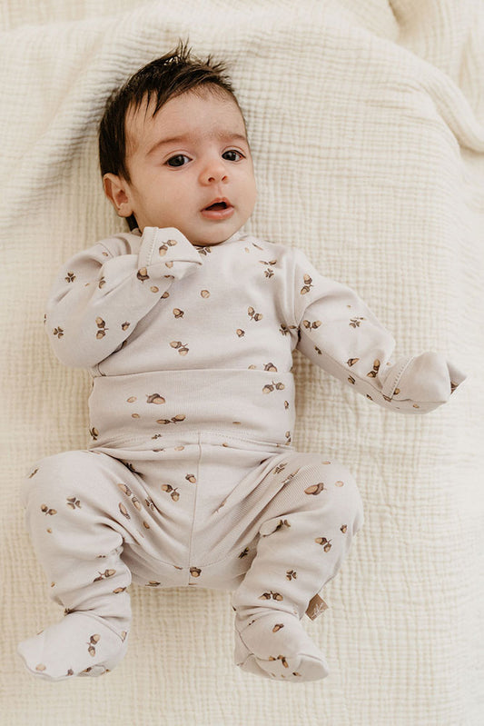Newborn tights with slippers acorn