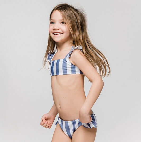 Bikini Volants Stripes Adriatic Blue