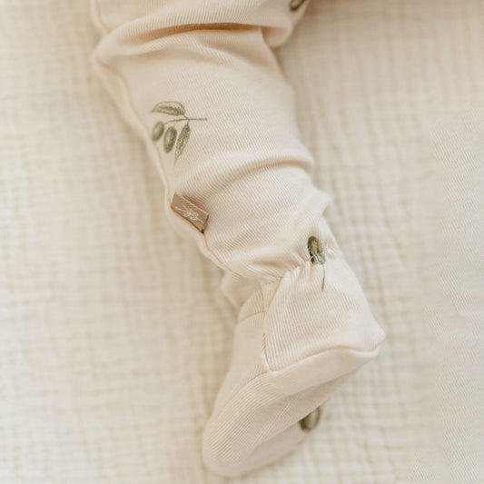 Newborn tights with slippers olives