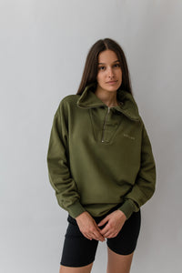camp zip sweater olive
