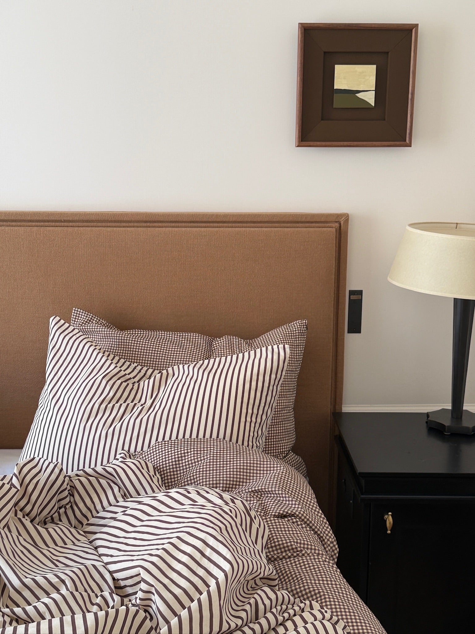 Marea - Bedding Set Marron stripes