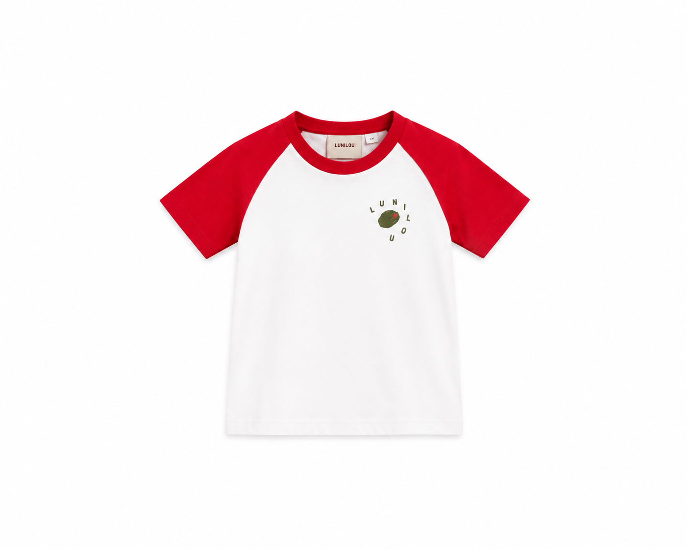 lunilou olive t-shirt white-red