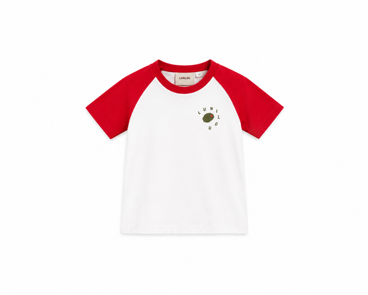 lunilou olive t-shirt white-red