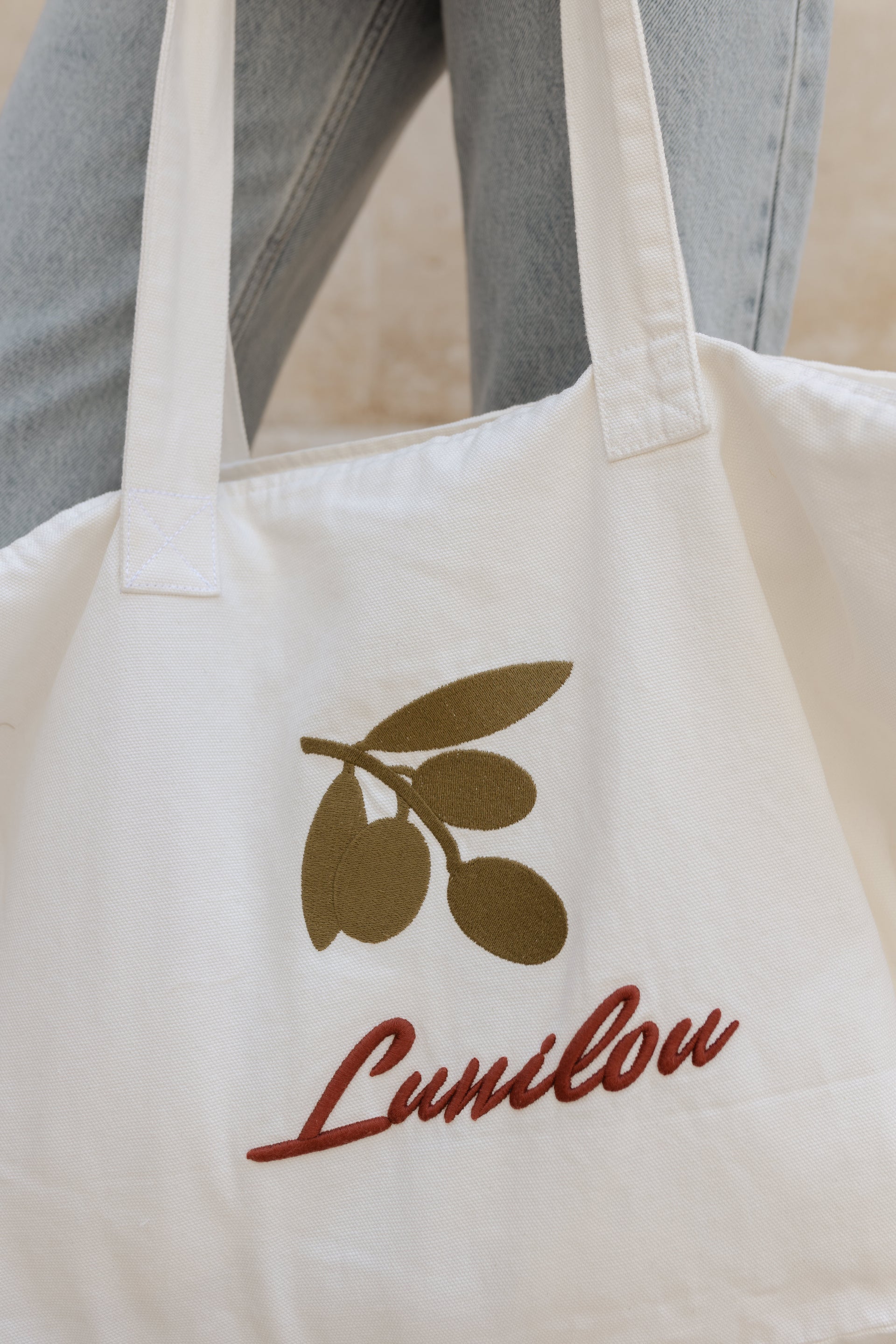 olive shopper bag off white