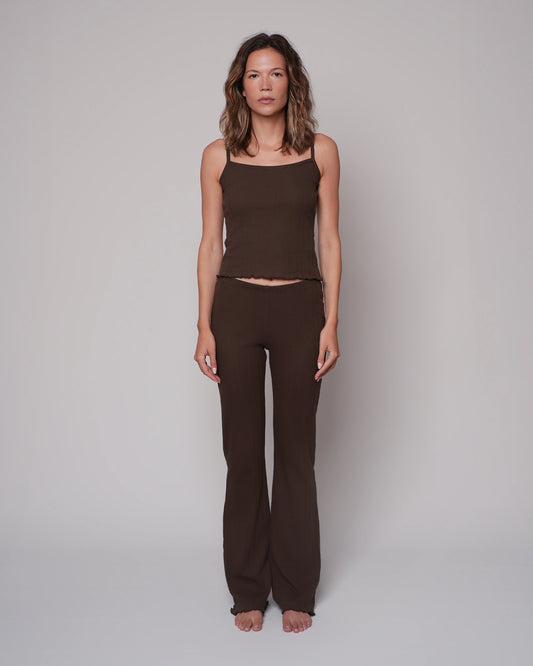Ola - Pointelle set long Marron
