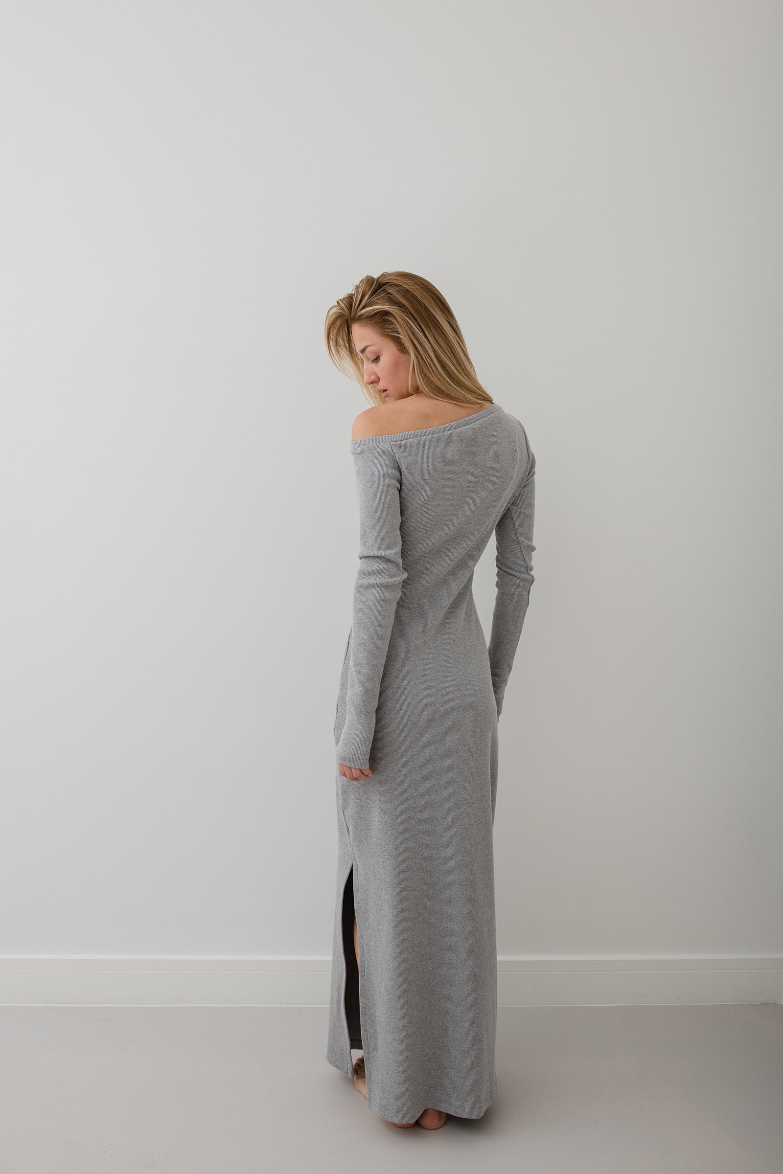 Talo long dress - melange gray