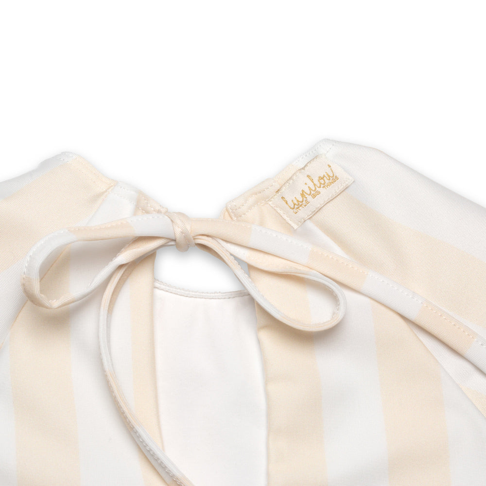 Swimsuit Long Sleeve Volants Stripes Iced Latte