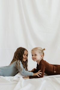 Rib body long sleeve stripes silver blue/iced latte