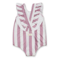 Swimsuit Volants Stripes Mauve