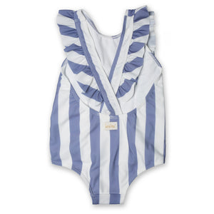 Swimsuit Volants Stripes Adriatic Blue