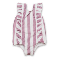 Swimsuit Volants Stripes Mauve