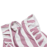 Swimsuit Volants Stripes Mauve