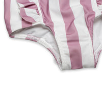 Swimsuit Volants Stripes Mauve