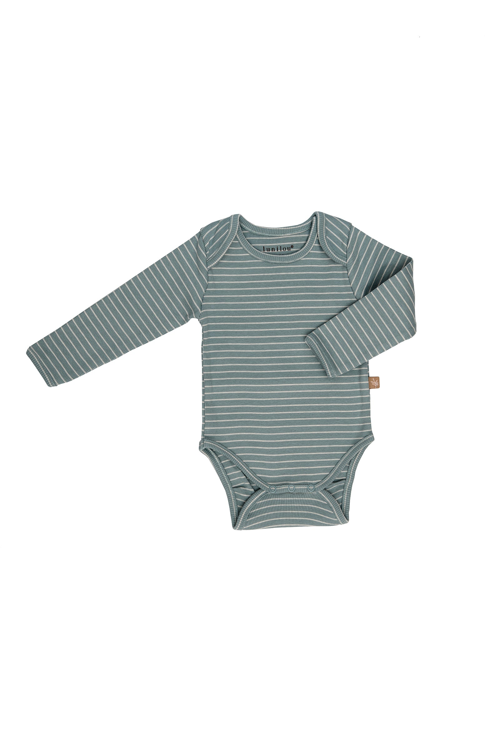Rib body long sleeve stripes silver blue/iced latte