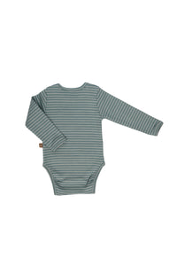 Rib body long sleeve stripes silver blue/iced latte