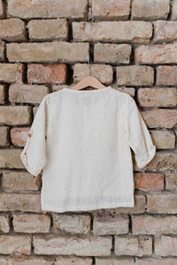 Muslin kids shirt 3/4 sleeve Off White