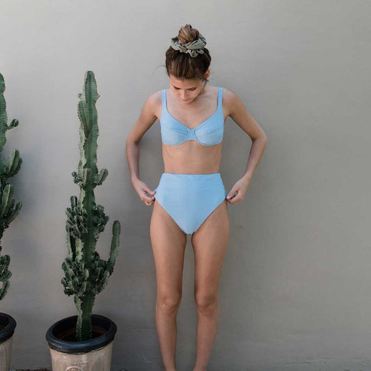 Bardot swim bottom high waist azur