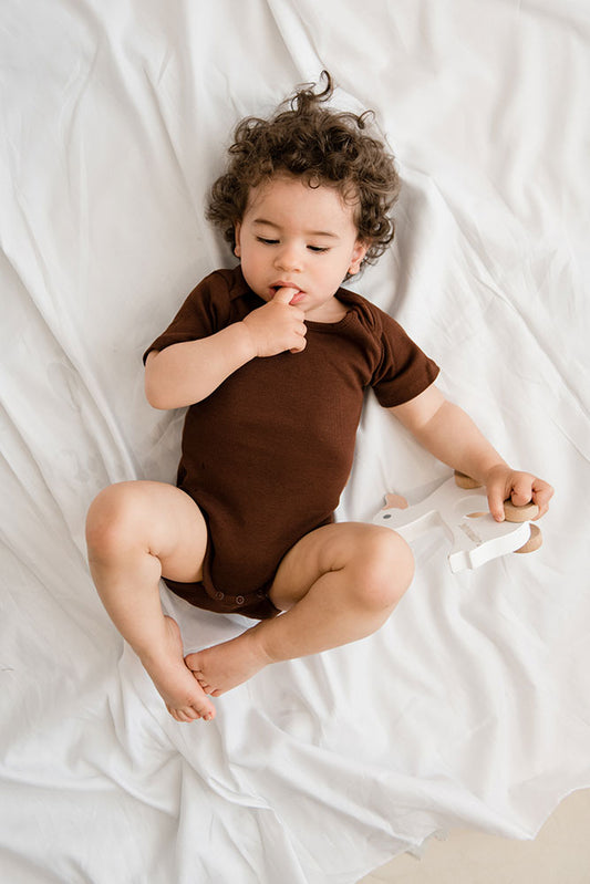 Rib body short sleeve chocolat