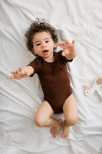 Rib body short sleeve chocolat