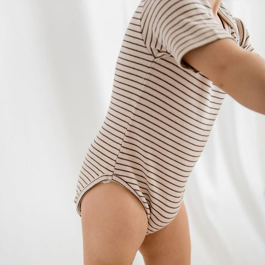 Rib body short sleeve iced latte/chocolat