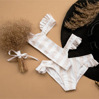 Bikini Volants Stripes Iced Latte
