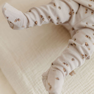 Newborn tights with slippers acorn