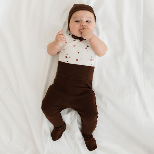 Newborn tights with slippers chocolat