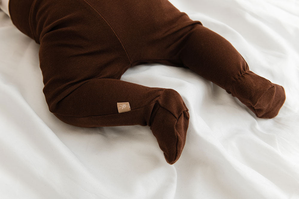 Newborn tights with slippers chocolat